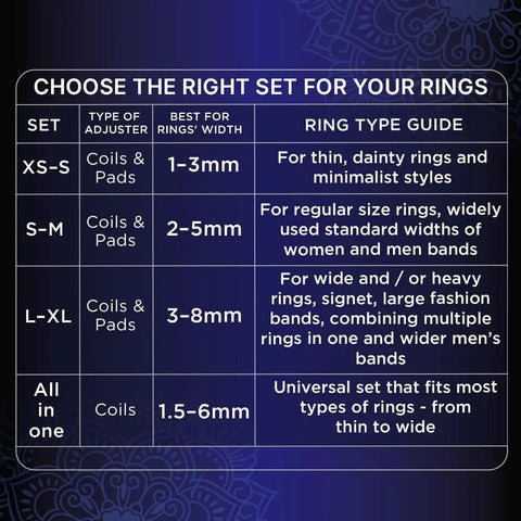 Ring Size Adjuster Kit For Loose Rings With Wide Bands 3 To 8mm Fits Thick Bands Includes 6 Spiral Guards And 6 Pad Guards