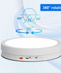 Motorized 360 Degree Rotating Display Stand With Remote Control And Seven Color Led Lights For Jewelry Photography And Collectibles Black 32 Cm Turntable with 360° rotation feature.