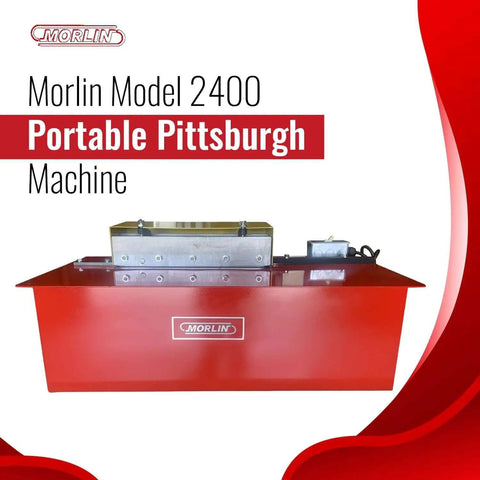 Front view of Morlin Model 2400 Portable Pittsburgh Lockformer Machine for Sheet Metal and HVAC Ductwork, 24 Gauge Capacity