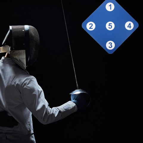 Fencer practices with Wall Mount Fencing Target Rubber Training Pad For Indoor And Outdoor Practice, Lightweight Dual Sided Design.
