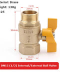 Rock Solid Brass Ball Valve With Comfort Grip Handle And No Sweat Male Female Threads For Quick Diy Plumbing Fixes Heavy Duty Water Shutoff close-up with yellow handle and dimensions shown.