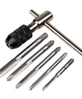 Heavy Duty Tap Handle Wrench Kit For Quick Hand Tapping, Pro Grade Tap Set With T Handle showing taps and T-handle
