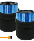 VF5000 Filter Set For 5-20 Gallon Wet Dry Vacs And Husky 6-9 Gallon Shop Vacs, 2 Pack With Washable Foam Sleeves, 3-Layer Filtration