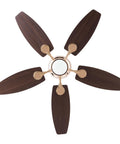 Ceiling Fan with Light 42 Inch Handheld Controller 3 Color Temperature, top view of dark wood blades and metal fixtures.