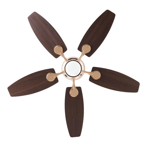 Ceiling Fan with Light 42 Inch Handheld Controller 3 Color Temperature, top view of dark wood blades and metal fixtures.