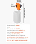 Wall Mount Dust Collector With 1 HP Motor Delivers 560 CFM For Woodworking Shops, Includes 2.5 Micron Bag, shown with dimensions