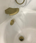 High Flow Tub Spout Wall Mounted Waterfall Faucet Filler For Bathroom Sink And Tub Shower With Diverter Brushed Nickel Finish Durable SUS304 Stainless Steel Easy Install shown filling bathtub