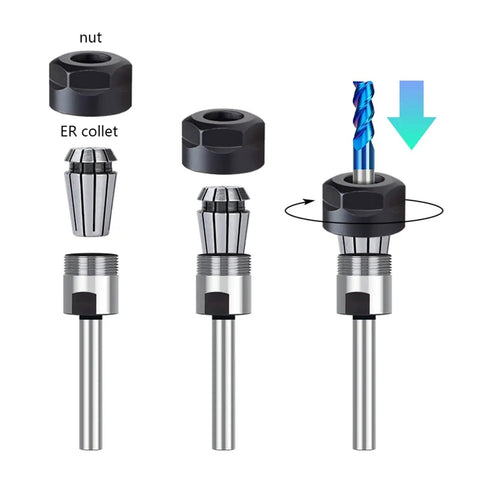 Rock Solid ER Collet Set For CNC Milling And Lathe Machining Quick Change Sleeve with precision threaded components.