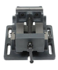 Built Like A Tank 4 Inch Angled Vise For Benchtop Drill Press And Industrial Machining Tools Precision Steel Clamp top view with adjustable tilt