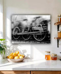 Train Locomotive Wall Art Poster Black And White Running Gear Wheel Canvas Print Unframed 8x12 Inch Modern Home Decor