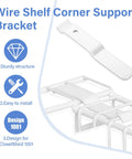 Heavy Duty White Wire Shelf Corner Brackets Replacement For Adjustable Ventilated Shelving Corner Support, 2 Pack, for Easy Closet Organization