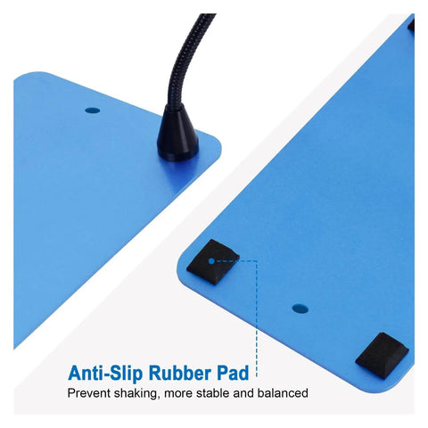 Anti-slip rubber pad on Heavy Duty Welding Workbench With Magnetic Flexible Arm PCB Holder And 3X LED Magnifying Lamp