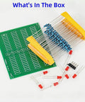Incredible Hands-On Through-Hole Soldering Practice Kit Loaded with 88 High-Quality Resistors, 8 Vibrant LEDs, and a Durable PCB Board