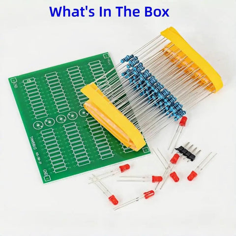 Incredible Hands-On Through-Hole Soldering Practice Kit Loaded with 88 High-Quality Resistors, 8 Vibrant LEDs, and a Durable PCB Board