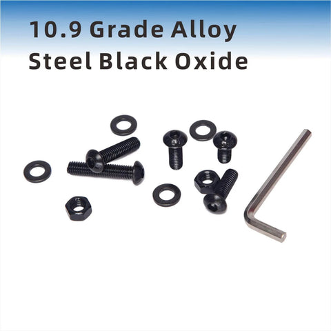 150Pcs M6 Button Head Socket Cap Screws Bolts Nuts Washer Set 10.9 Grade Alloy Steel Black Oxide with included 4mm Hex Wrench