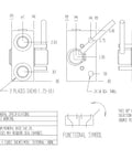 Technical drawing of three way hydraulic diverter valve with rotary selector for high pressure systems, 20 GPM, 5000 PSI.