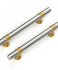 20 Pack 5 Inch Two Tone Brushed Nickel And Gold Cabinet Pulls, silver handles for modern kitchen or bathroom cabinets, durable stainless steel