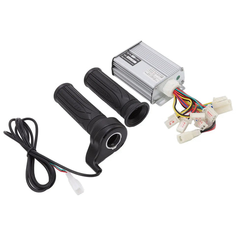 36V 1000W Brushed Motor Controller With Throttle Hand Grip Kit For Electric Bikes Scooters Go Karts, complete setup with wires.