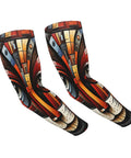 Snag These Fly Ice Silk Arm Sleeves With Cute Cat Graphics And Grippy Thumb Holes Offering Ultra Cool UV Shielding For Hot Days Of Running Cycling Or Driving, colorful design.