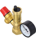 Brass Boiler Safety Group Kit With Pressure Relief Valve And Air Vent For Closed Heating Circuits, 6 Bar Limit, 10 Bar Gauge