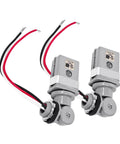 Two Pack Outdoor Dusk To Dawn Photocell Sensor Switch For 120V AC Lighting showing two waterproof switches with wiring