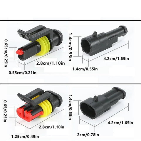 Top Tier Quick Splice Wire Terminal Connector Kit 1 2 3 4 Pin For Car Mods Home Wiring And DIY Projects Reusable Easy Disassemble No Crimping Needed Perfect For Marine Solar And Garden Gadget Fanatics., black quick splice wire connector kit with size measurements for automotive wiring