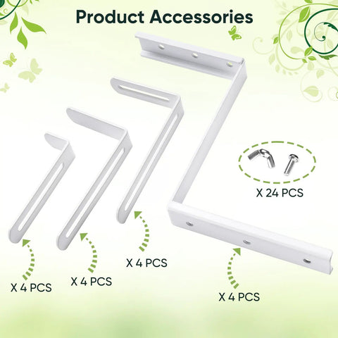Adjustable Planter Box Bracket Set For Decks And Fences, Heavy Duty Flower Box Holders With Window Box Hooks and screws