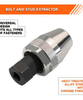 Tough As Nails Heavy-Duty Bolt And Stud Extractor Tool, heat-treated alloy steel with chrome finish, close-up view