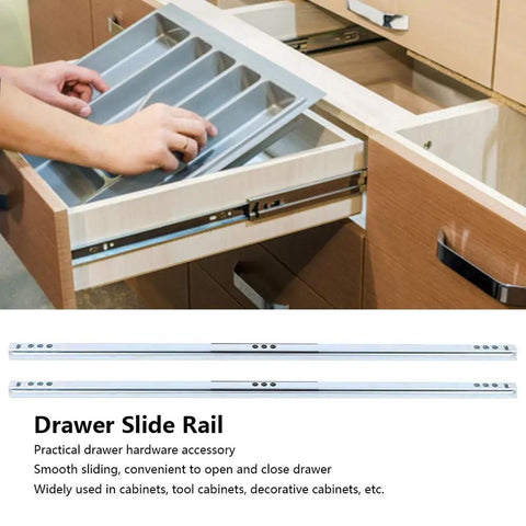 2 Pack Drawer Slides 450x17mm Heavy Duty Steel Ball Bearing Guide Rails For Cabinets And Closets installed in drawer