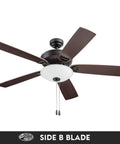 Montlake 52 Inch Bronze Ceiling Fan With Bowl Light Dope LED Bulbs Included Quiet Reversible Motor With 3 Speeds Dual Walnut Blade