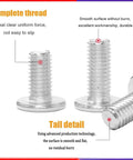 Heavy Duty 304 Stainless Steel Flat Head Hex Socket Screws With Allen Key Fully Threaded Machine Fasteners close-up of complete threads and smooth surfaces.