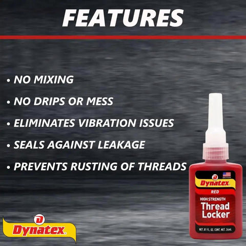 Red High Strength Threadlocker For Large Fasteners Two Pack 0.81 Oz Bottles Beefy Heavy Duty Permanent Lock Anaerobic Formula