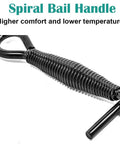 Close-up of spiral bail handle on Cast Iron Dutch Oven Lid Lifter And Folding Lid Stand For Camping Heavy Duty Steel Trivet