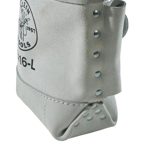 Side view of Heavy Duty Leather Five By Ten By Nine Inch Bull Pin And Bolt Bag with Tunnel Loop Connection Reinforced Bottom