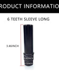 Image of Six Point Spline Lug Nut Socket Replacement For Wheel Lock Nuts That Fits 19mm And 21mm Hex Wrenches, dimensions shown