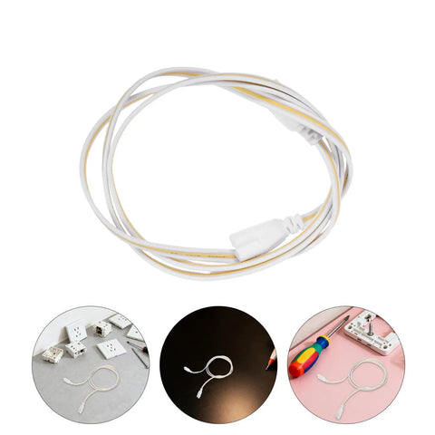 LED Tube Lamp Wire With 3 Pin Double End Connector Flexible Power Extension Cable For Under Cabinet Lights And Tube Lights Durable Indoor Workshop Power Supply Easy Install Safe Long Lasting. White cord with 3-pin ends