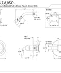Technical diagram of Magellan Shower Only For KB1632 Solid Brass Pressure Balanced Valve Half Inch IPS Inlet Polished Brass Finish