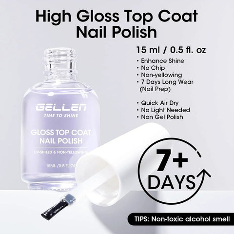 Clear Ridge Filling Base Coat And High Shine Top Coat Two Piece Manicure Kit For Nails bottle and open applicator