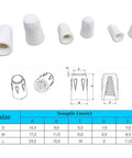 20-pack white ceramic wire connector caps, small size for 22-14 AWG, 600V high-heat twist caps; technical drawings shown