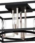 Mundazo 4-Light Semi-Flush Modern Ceiling Light Fixture With Dimmable LED, black chrome finish, open frame design, 15 in size.