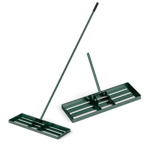 Heavy Duty Lawn Leveling Rake With Ergonomic 67 Inch Handle For Soil And Lawn Care, Wide 30 Inch By 10 Inch Landscape Rake Displayed