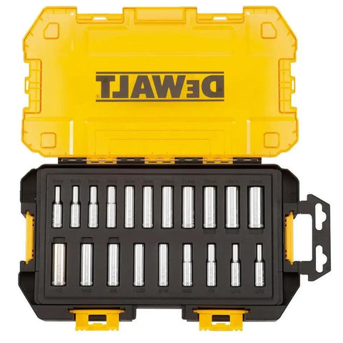 Beefy One Quarter Inch Drive Deep Socket Set, Twenty Piece, SAE And Metric Sockets With Lockable Stacking Case, open view of case
