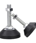 Heavy Duty Adjustable Furniture Leveling Feet 4 Pack Stainless Steel Swivel Base M8 M10 Screw Threads, rubber base pads.