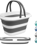 Collapsible 16L Mop Bucket, BPA Free Silicone And PP, multi-color options, shown folded and expanded with easy carry handle