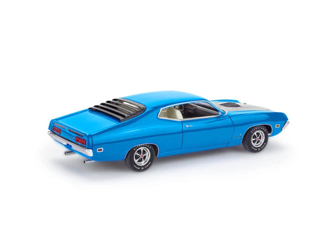 1970 Ford Torino Cobra Model Car Kit 1:25 Scale 128 Piece Skill Level 4 Featuring Big Block 429 Cobra Jet V8, rear view with louvers