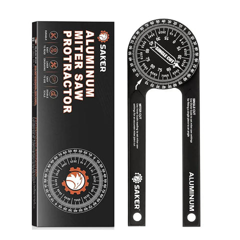 7-Inch Aluminum Miter Saw Protractor with laser inside and outside readouts for crown molding, carpentry, and building trades.