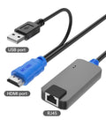 One Pack Usb Hdmi To Rj45 Kvm Dongle Adapter Delivers Plug And Play Power Over Cat6 Cable To Stretch Server Links Up To 230 Feet For No Sweat Console Management with USB, HDMI, and RJ45 ports.