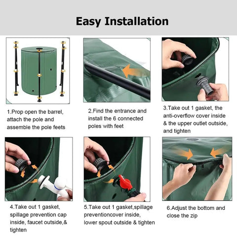 Steps for setting up Super Portable Foldable Rain Barrel For Easy Rainwater Collection From Your Gutter Downspout