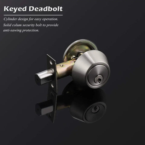 Two Keyed Alike Single Cylinder Deadbolts Door Locks In Satin Nickel 2 Pack With Exterior Keyed Entry And Interior Thumb Turn