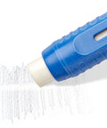 Mars Eraser Refills Pack Of 10 For Lead Pencil Erasers, shown erasing pencil marks with a blue stick eraser on paper.